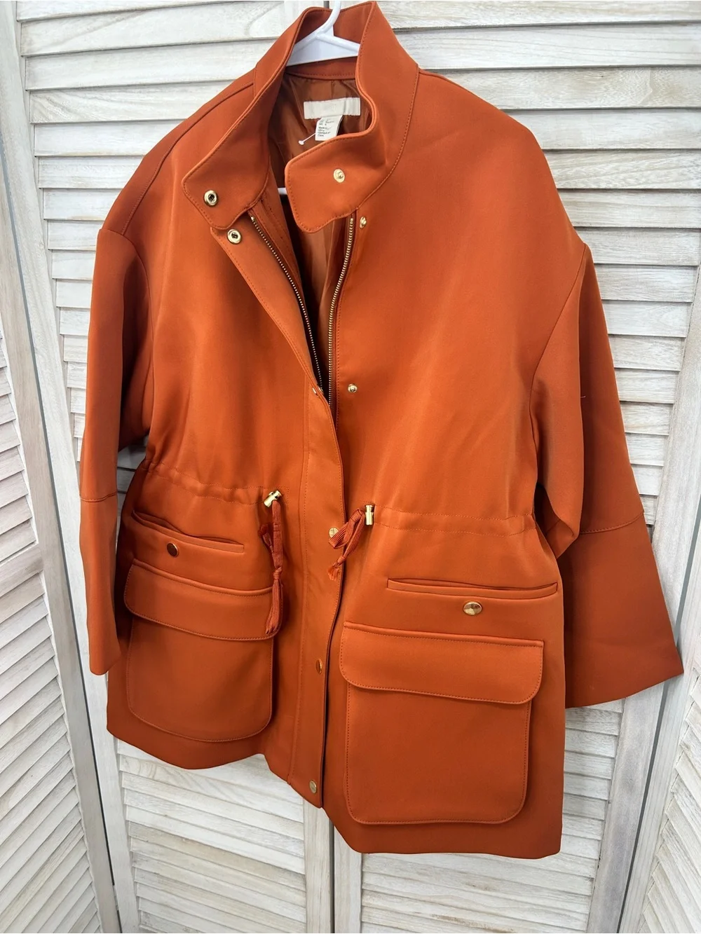 H&M Burnt Orange Scuba Parka Jacket Size 6
